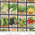 Farm And Garden Seed Packets Indigo Dark Blue Multi - 7473 16 - Moda Fabrics - Nebraska Quilt Company - F2401416
