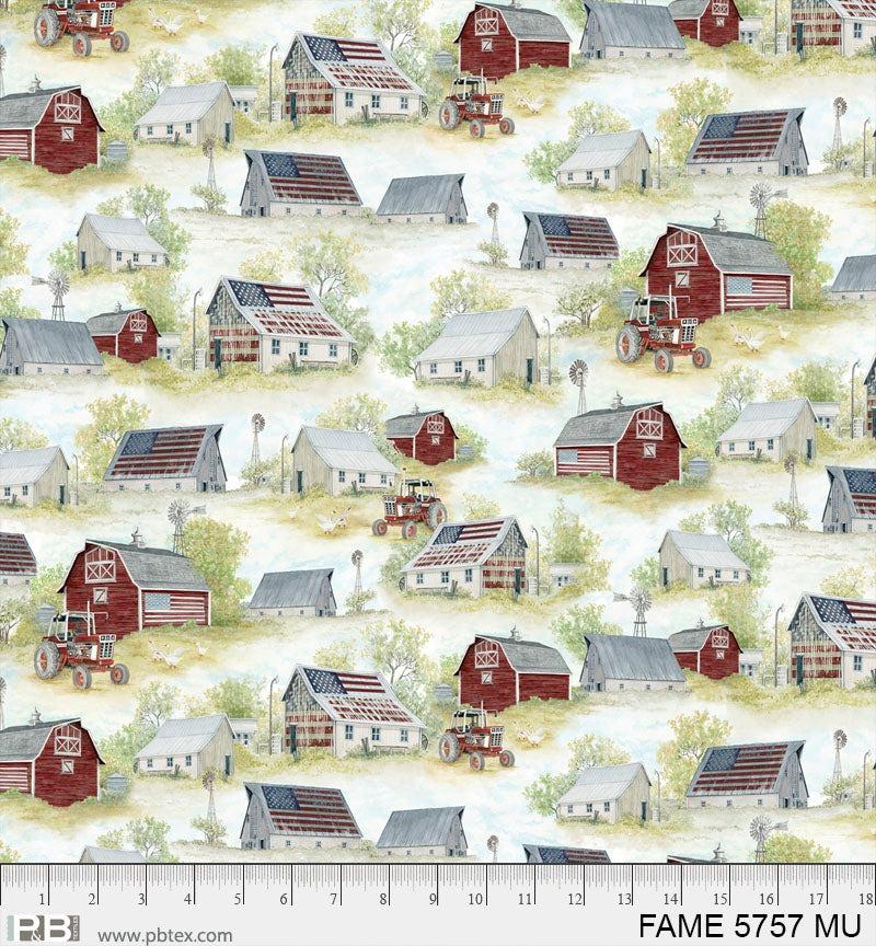 Farmhouse Americana Barns Multi - FAME 5757 MU - P & B Textiles - Nebraska Quilt Company - Farmhouse Americana Barns Multi - FAME 5757 MU - P & B Textiles