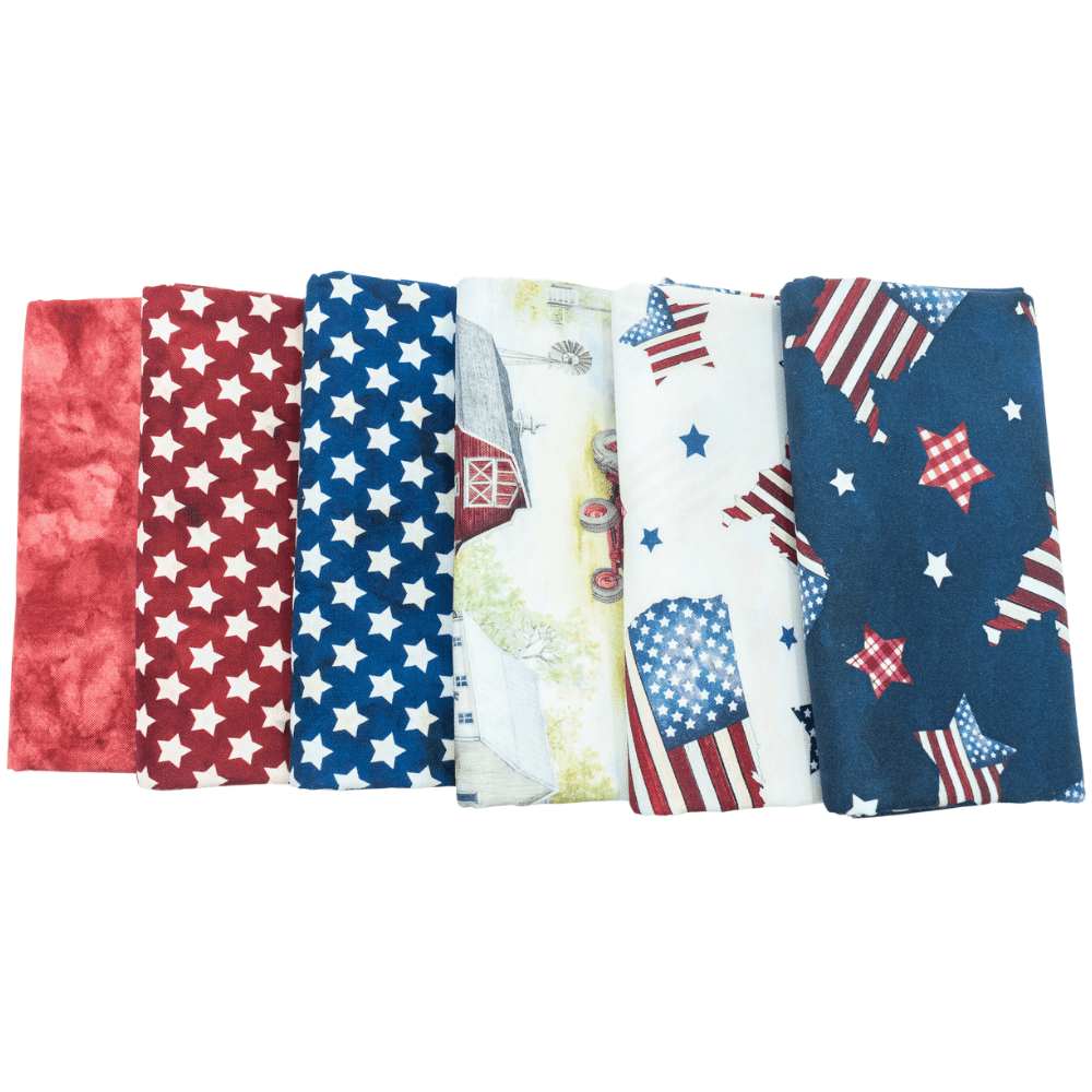 Farmhouse Americana Half Yard Bundles Multi 6 Pieces - Nebraska Quilt Company - Farmhouse Americana Half Yard Bundles Multi 6 Pieces