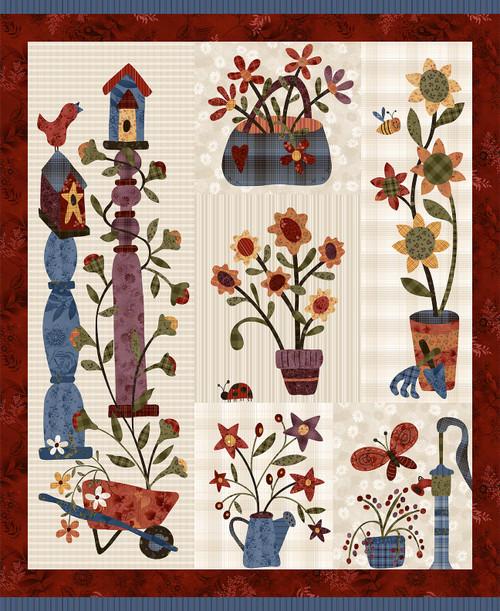 Flossie's Flowers 36" x 44" Panel Cream Multi - Nebraska Quilt Company - PAN2401039