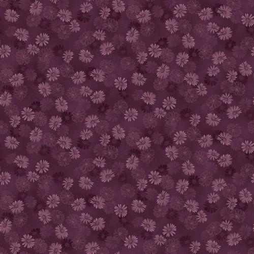 Flossie's Flowers Pressed Daisies Aubergine - 3373 - 85 - Henry Glass & Co. - Nebraska Quilt Company - F2401030