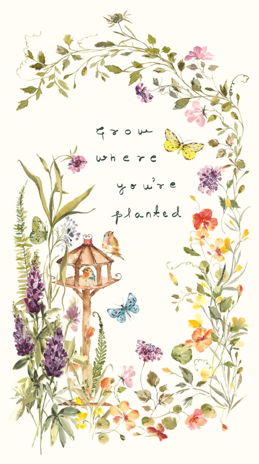 Flourish Grow Panel Cream 24" x 43" - Nebraska Quilt Company - Flourish Grow Panel Cream 24" x 43"