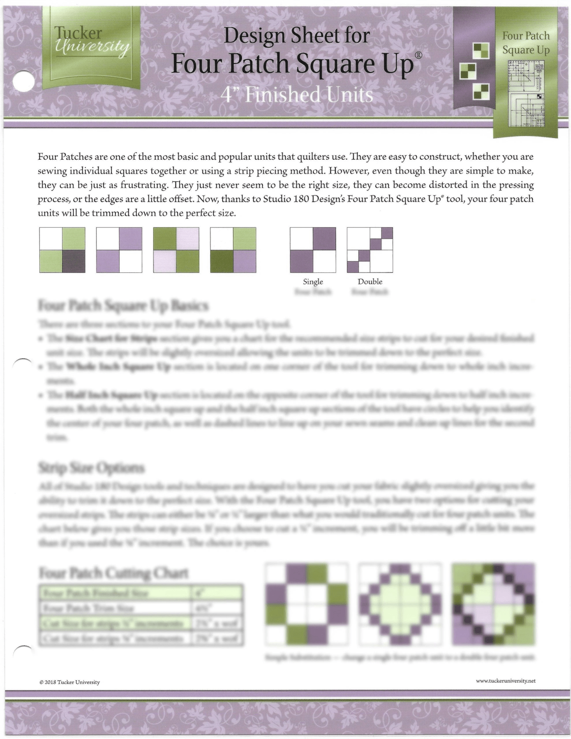 Four Patch Square Up Design Sheet - Nebraska Quilt Company - PUB2501603