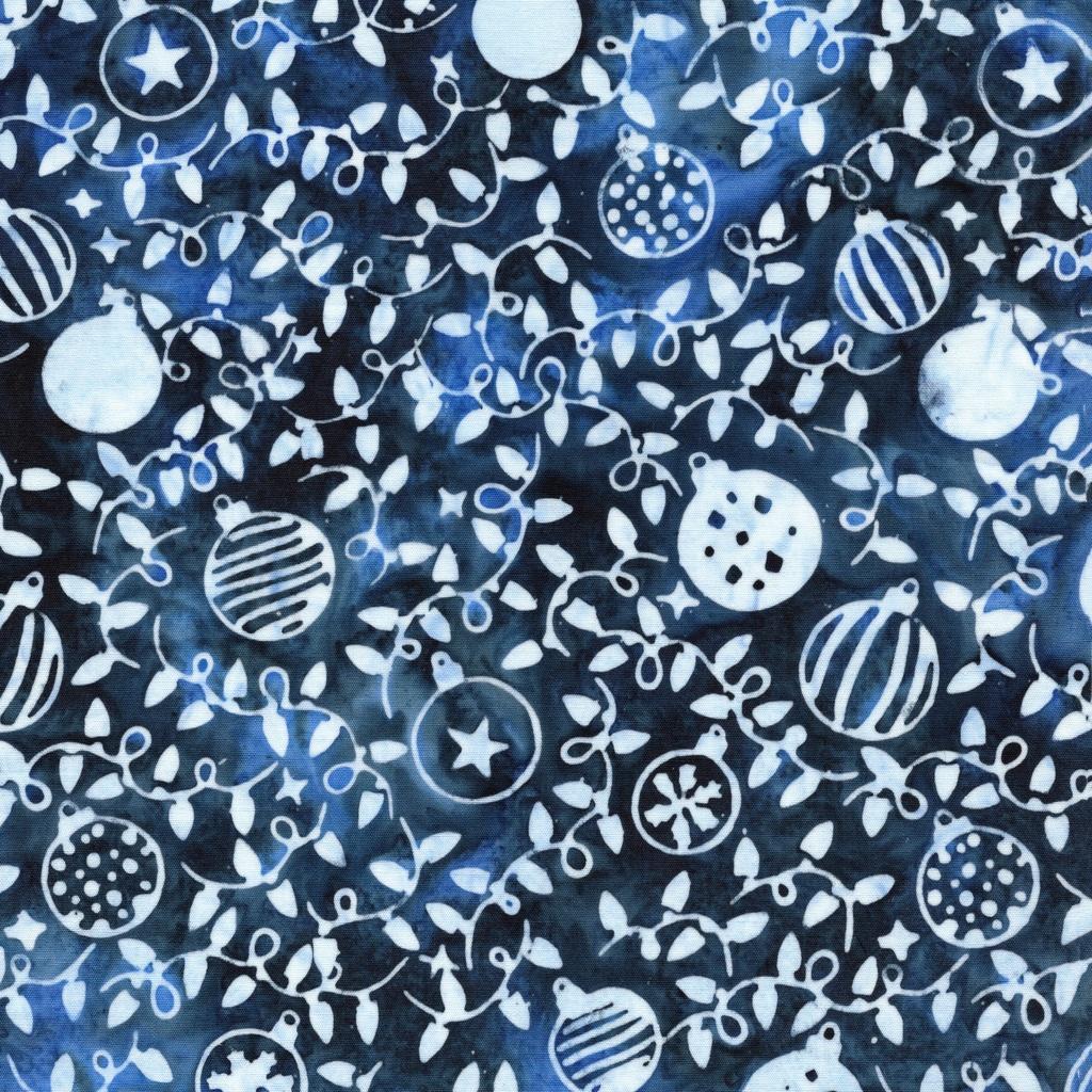 Frosted Wishes Ornaments and Vines Blue Cornflower - 122508570 - Island Batik - Nebraska Quilt Company - F261023