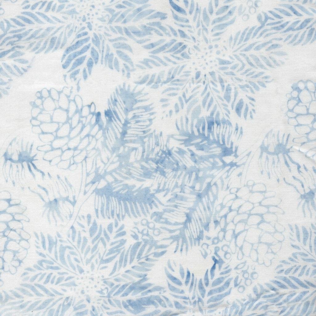 Frosted Wishes Poinsettias and Pinecones White - 122501700 - Island Batik - Nebraska Quilt Company - F261015