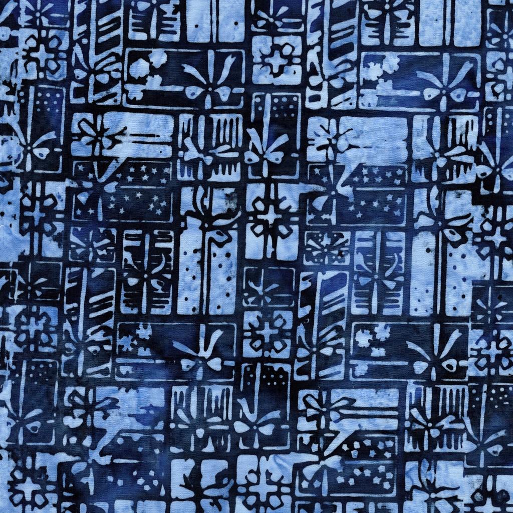 Frosted Wishes Wrapped Presents Blue Cornflower - 122512570 - Island Batik - Nebraska Quilt Company - F261029