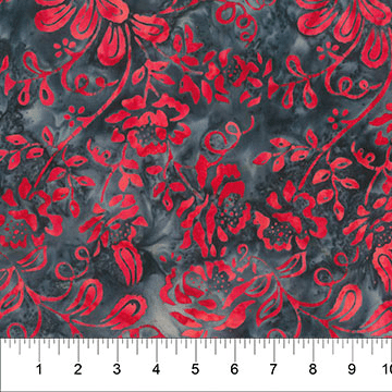 Garden Spirit Floral Spray Charcoal - 83180 - 94 - Banyan Batiks - Nebraska Quilt Company - Garden Spirit Floral Spray Charcoal - 83180 - 94 - Banyan Batiks