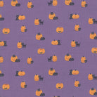 Ghouls Goodies Cats N Pumpkins Purple - 1 Yard Left - Verified! - Nebraska Quilt Company - F83325