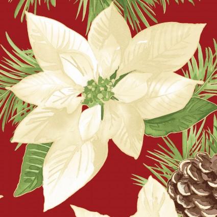 Glad Tidings Poinsetta Red - 1 Yard Left - Verified! - Nebraska Quilt Company - F83167