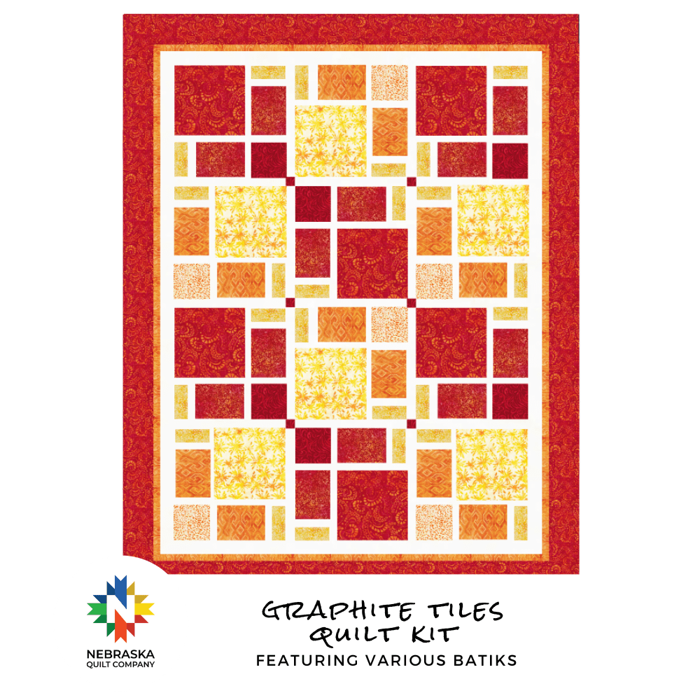 Graphite Tiles Quilt Kit with Various Batiks - Nebraska Quilt Company - Graphite Tiles Quilt Kit with Various Batiks
