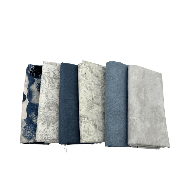 Gray and Blue Half Yard Bundle Multi 6 Pieces - Nebraska Quilt Company - PC261344