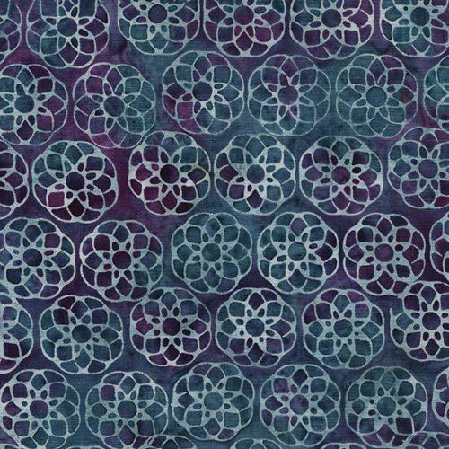 Heavy Metal Geometric Flower Multi Purple Blue Grey Twilight - 122325875 - Island Batik - Nebraska Quilt Company - F07821