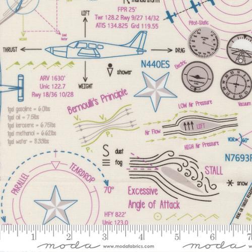 High Flight Ground School Novelty Map Text Diagrams Cloud - 45061 11 - Moda Fabrics - Nebraska Quilt Company - F2501746
