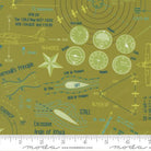 High Flight Ground School Novelty Map Text Diagrams Grass - 45061 13 - Moda Fabrics - Nebraska Quilt Company - F2501747