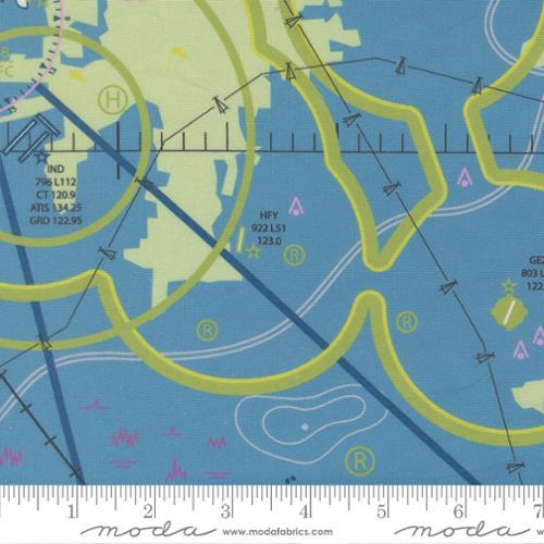 High Flight VFR Chart Novelty Map Lake Multi - 45060 16 - Moda Fabrics - Nebraska Quilt Company - F2501744