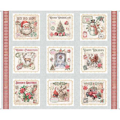 Holly Jolly Christmas Ephemera Blocks Gray - 31159 - K - QT Fabrics - Nebraska Quilt Company - F2403154