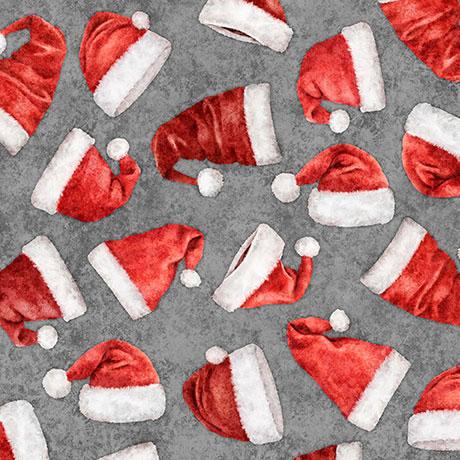 Holly Jolly Santa Hat Toss Gray - 31162 - K - QT Fabrics - Nebraska Quilt Company - F2403146