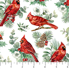 Home For Christmas Cardinals White Multi - DP28925-10 - Northcott Fabrics - Nebraska Quilt Company - F261306