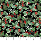 Home for Christmas Mistletoe Black Multi - DP28931-99 - Northcott Fabrics - Nebraska Quilt Company - F261341