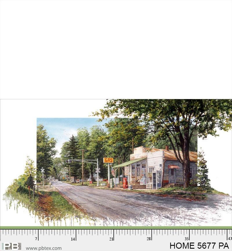 Hometown Gas Station Panel - Nebraska Quilt Company - PAN2402792