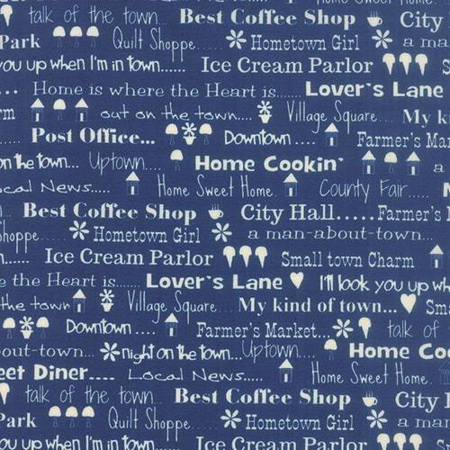 Hometown Girl Prints Talk of the Town True Blue - 43061 20 - Moda Fabrics - Nebraska Quilt Company - F2400234