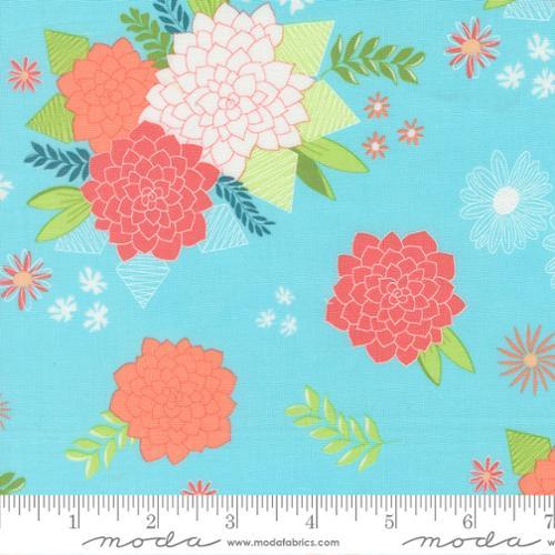 Honeyed Horizon Bursting Blooms Sky Blue - 47010 19 - Moda Fabrics - Nebraska Quilt Company - F260805