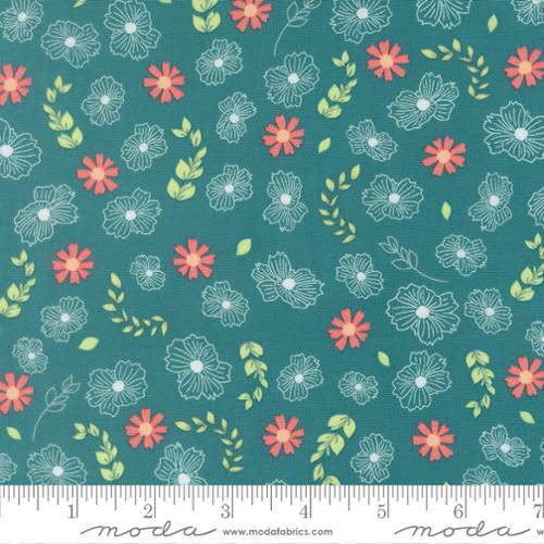 Honeyed Horizon Petal Grooves Horizon Teal - 47011 20 - Moda Fabrics - Nebraska Quilt Company - F260810