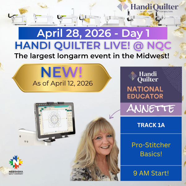 HQL@NQC: Pro - Stitcher Basics Hands - on TU April 28, 2026 9AM Start - Nebraska Quilt Company - HQL@NQC: Pro - Stitcher Basics Hands - on TU April 28, 2026 9AM Start