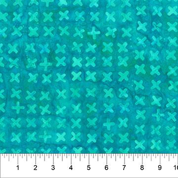 Jitterbug X's Aqua Blue - 83392 - 63 - Banyan Batiks - Nebraska Quilt Company - F2402265