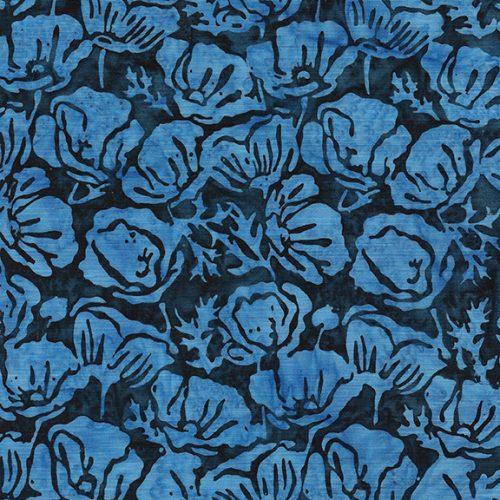 Jubilee Poppies Floral Blue Navy - 122456585 - Island Batik - Nebraska Quilt Company - F2403213