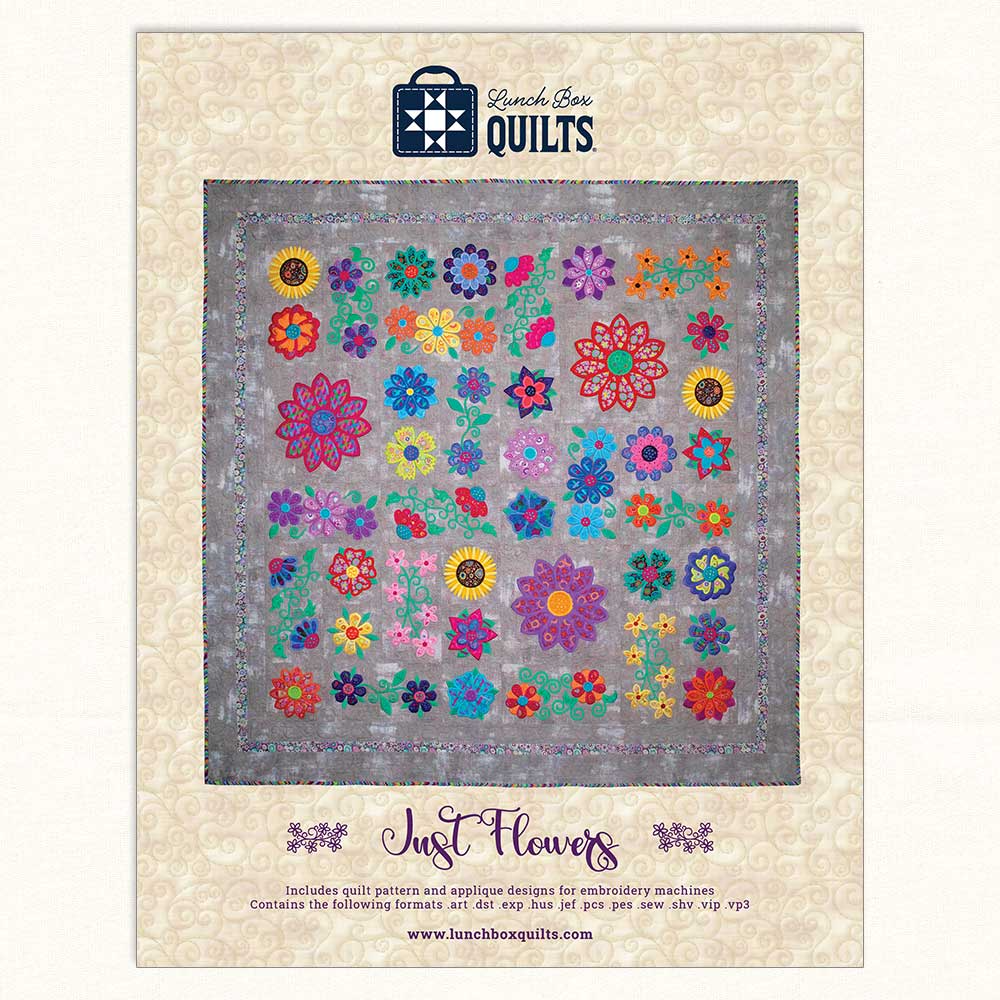 Just Flowers with CD Machine Embroidery Quilt Patterns - Nebraska Quilt Company - PUB261183