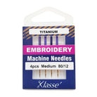 Klasse Titanium Embroidery Machine Needle 80/12 - 4ct - Nebraska Quilt Company - AAA5108.T