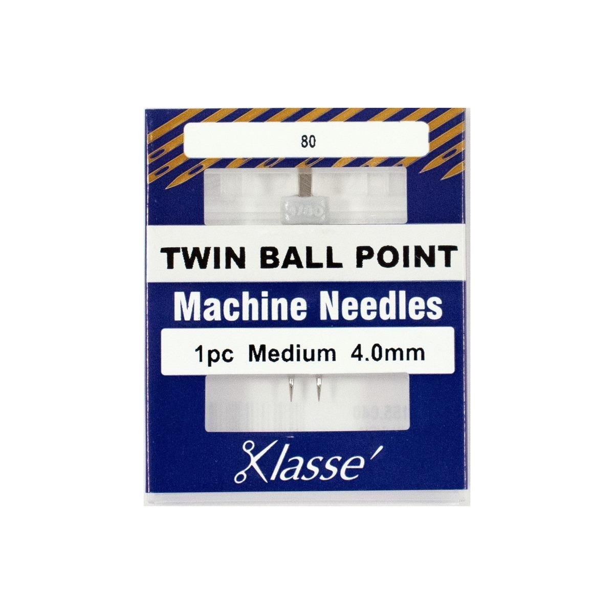 Klasse Twin Ball Point Machine Needle 4.0MM/80 - 1ct - Nebraska Quilt Company - AAA5155.040
