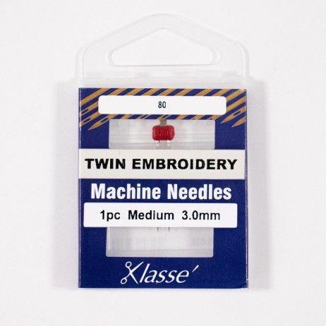 Klasse Twin Embroidery Machine Needle 3.0MM/80 - 1ct - Nebraska Quilt Company - AAA5158.030