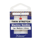 Klasse Twin Stretch Machine Needle 2.5MM/75 - 1ct - Nebraska Quilt Company - AAA5156.025