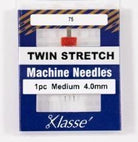 Klasse Twin Stretch Machine Needle 4.0MM/75 - 1ct - Nebraska Quilt Company - AAA5156.040