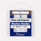 Klasse Twin Universal Machine Needle 1.6MM/80 - 1ct - Nebraska Quilt Company - AAA5150.016
