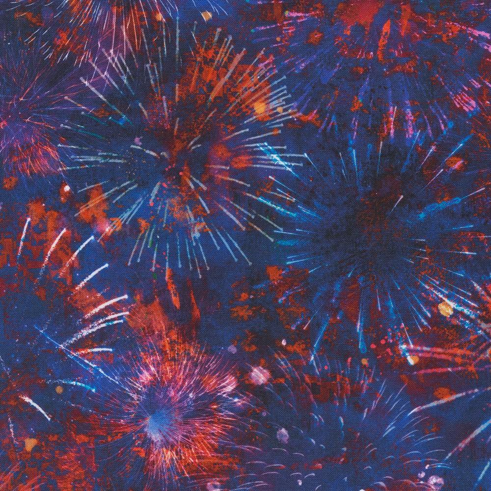 Land of the Free Fireworks Navy Blue - SRKD - 22763 - 202 - Robert Kaufman - Nebraska Quilt Company - F2401370