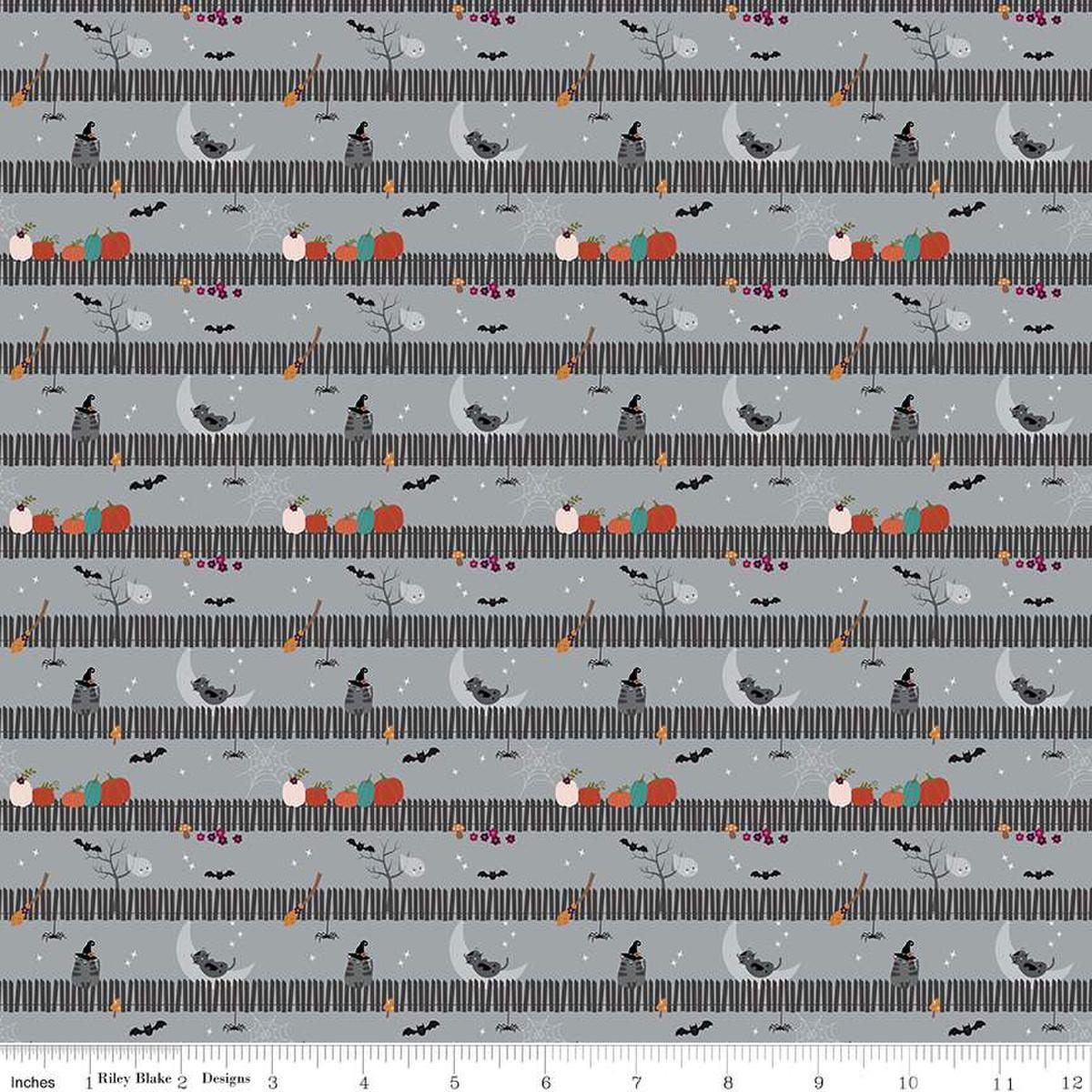 Little Witch Sitting on a Gate Silver - C14564 - SILVER - Riley Blake Designs - Nebraska Quilt Company - F07800
