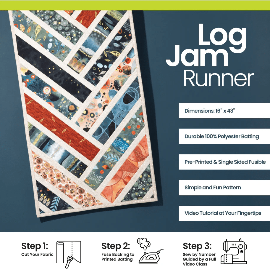 Log Jam Runner - Quilt As You Go Batting Kit Pattern - Nebraska Quilt Company - PUB261432