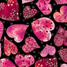 Love Struck Large Decorative Hearts Black - 30778 - J - QT Fabrics - Nebraska Quilt Company - F2400841
