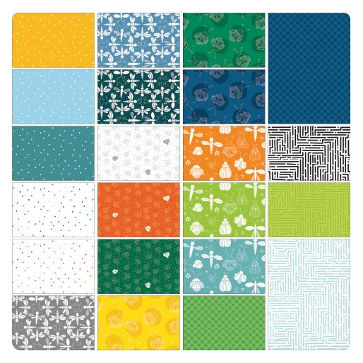 Lucky Bugs 5" Squares Multi 42 Pieces - Nebraska Quilt Company - Lucky Bugs 5" Squares Multi 42 Pieces