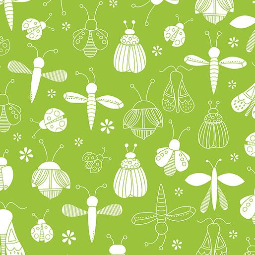 Lucky Bugs Bucket of Bugs Grass Green - 16557 - 43 - Benartex - Nebraska Quilt Company - F2501683