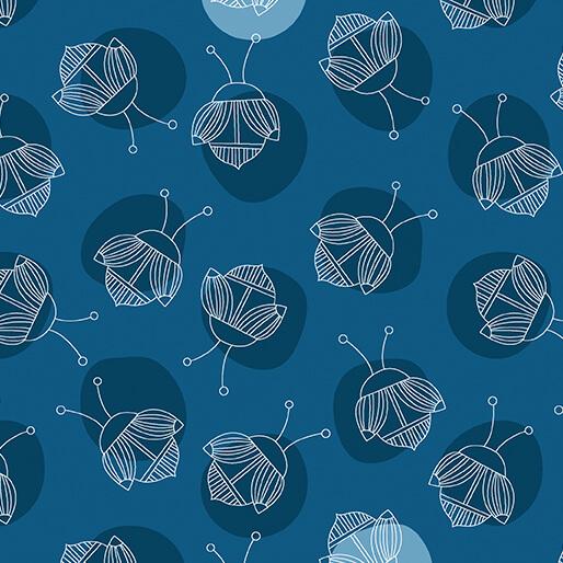 Lucky Bugs Bug A Dot Dark Blue - 16556 - 56 - Benartex - Nebraska Quilt Company - F2501681