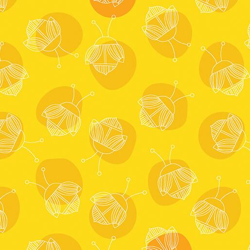 Lucky Bugs Bug A Dot Yellow - 16556 - 33 - Benartex - Nebraska Quilt Company - F2501679