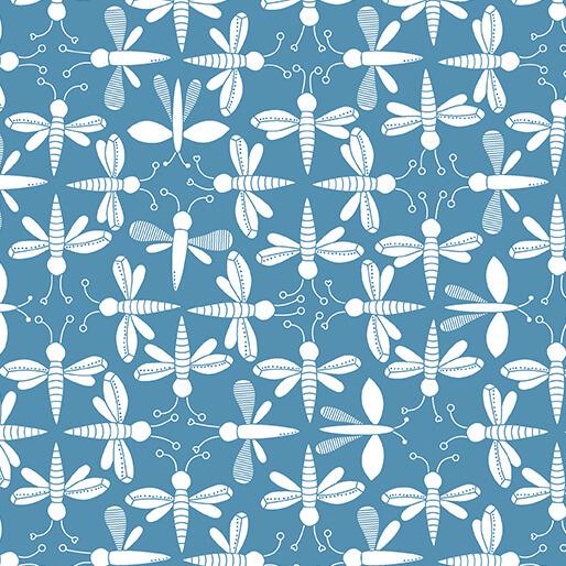 Lucky Bugs Get Your Bugs in a Row Blue - 16554 - 55 - Benartex - Nebraska Quilt Company - F2501674