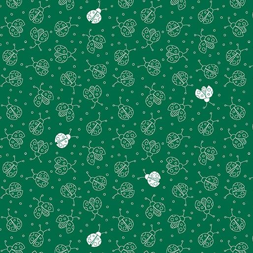 Lucky Bugs Lady Lucky Bug Dark Forest Green - 16555 - 46 - Benartex - Nebraska Quilt Company - F2501678