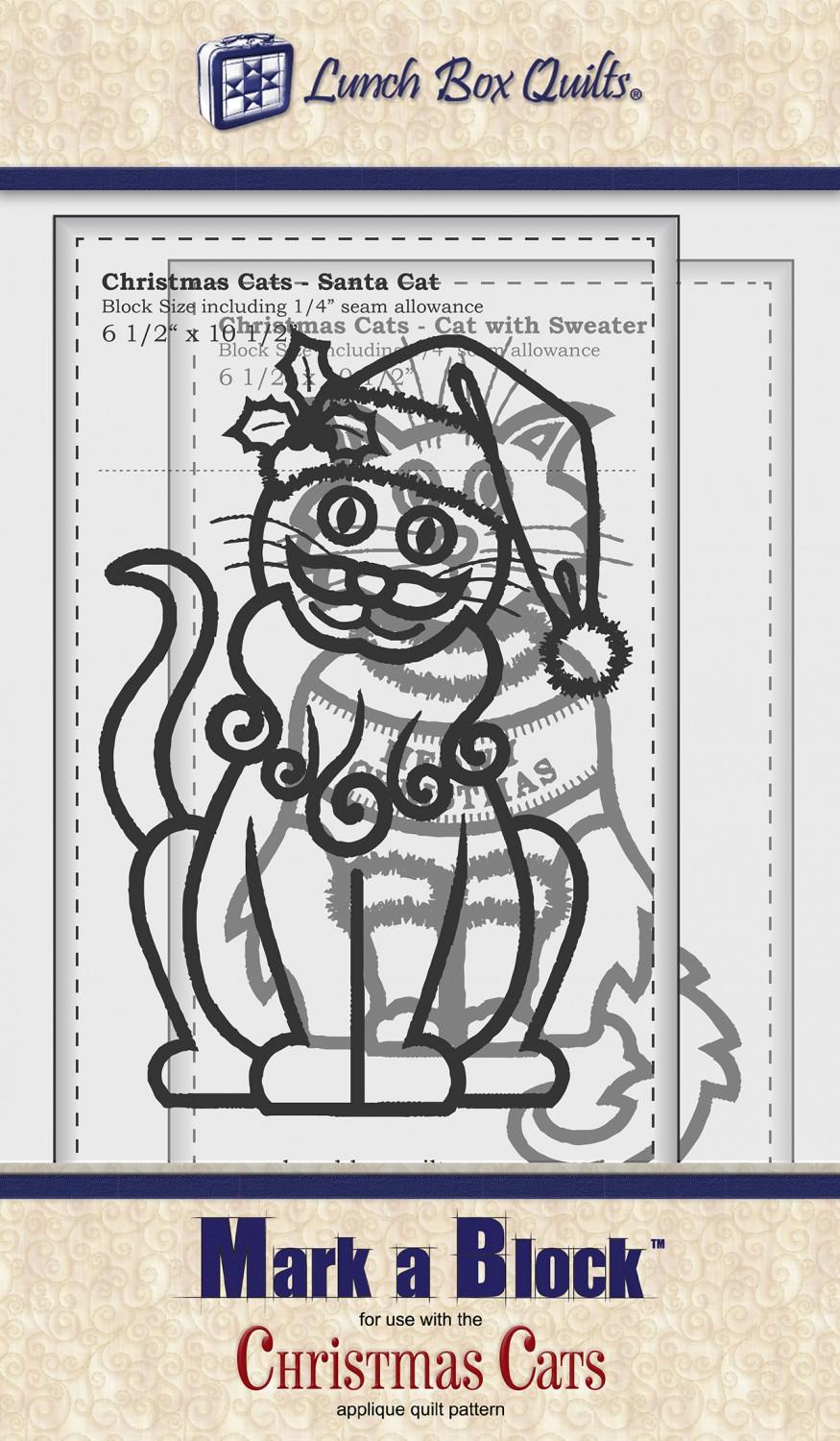Mark - A - Block Christmas Cats Machine Embroidery Template - Nebraska Quilt Company - N19451