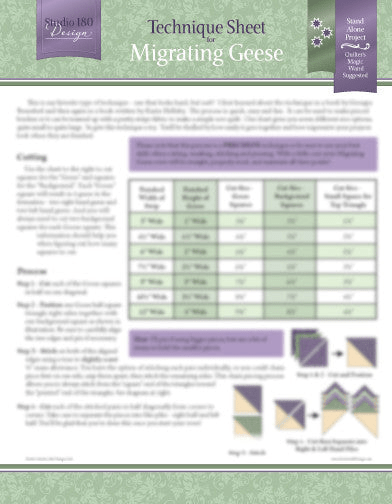 Migrating Geese Technique Sheet - Nebraska Quilt Company - PUB09572