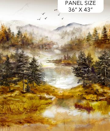Misty Morning Ochre Multi Panel 36" x 43" - Nebraska Quilt Company - PAN251625